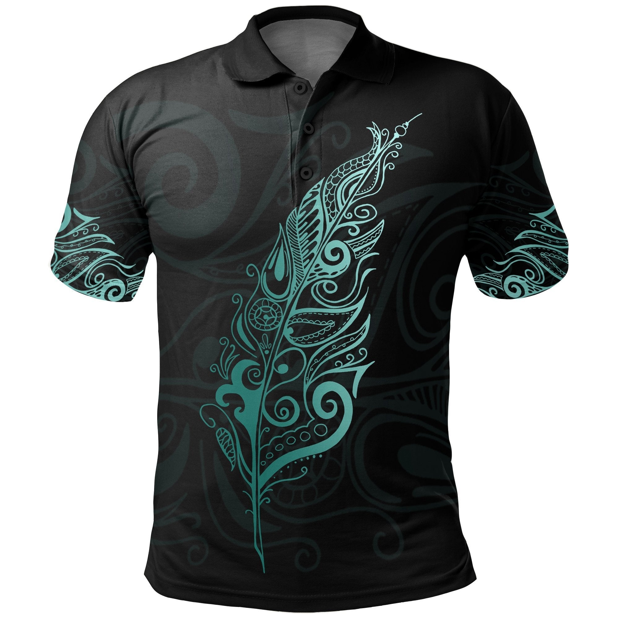 Light Silver Fern New Zealand Polo Shirt, Turquoise - Vibe Hoodie Shop