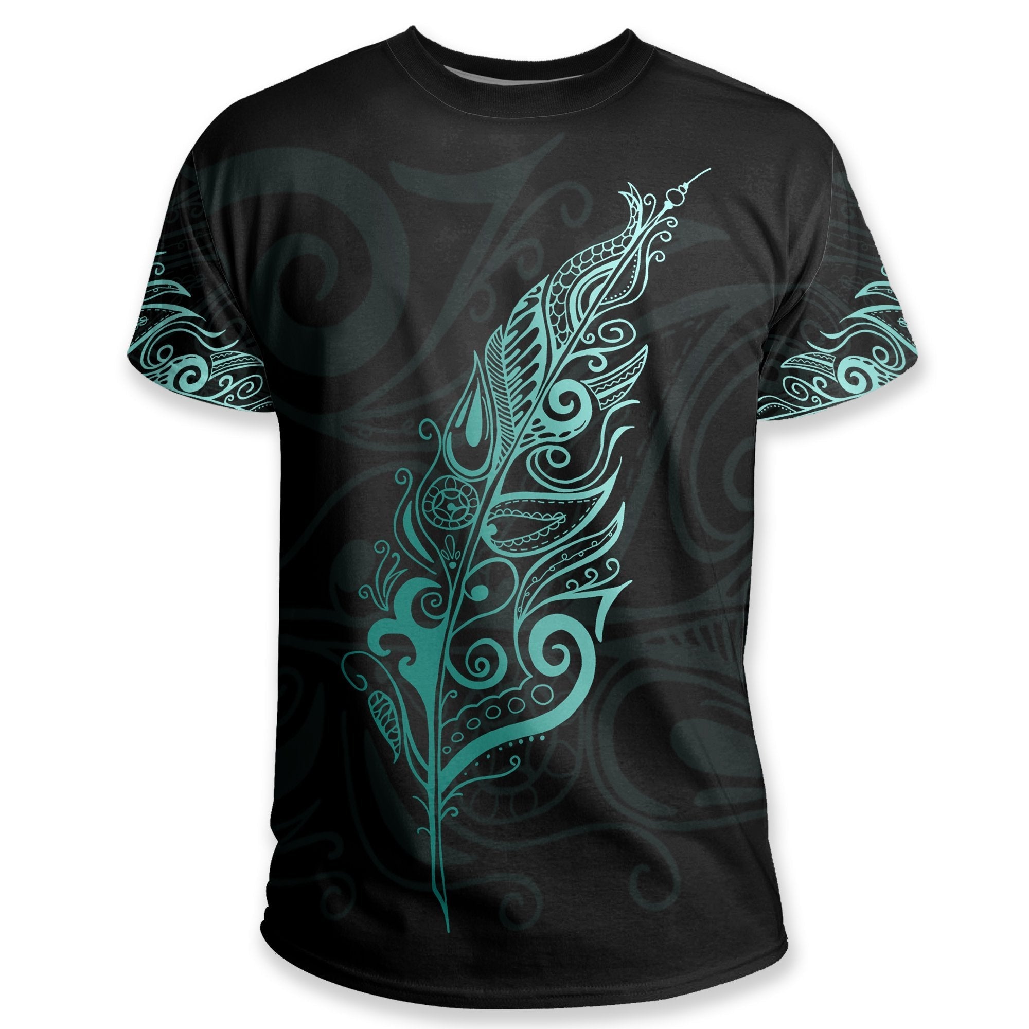 Light Silver Fern New Zealand T shirt, Turquoise - Vibe Hoodie Shop