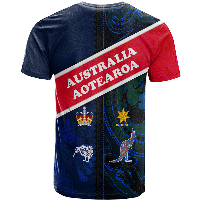 Aotearoa Mix Australia T Shirt Maori Mix Aboriginal Line Arty Style LT9 - Vibe Hoodie Shop