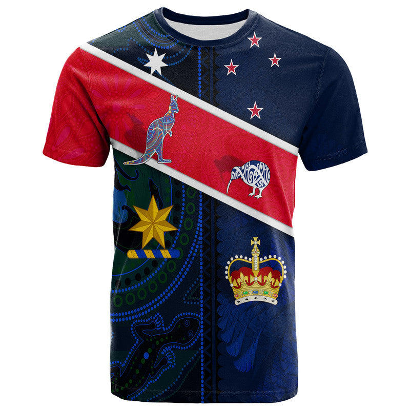 Aotearoa Mix Australia T Shirt Maori Mix Aboriginal Line Arty Style LT9 - Vibe Hoodie Shop