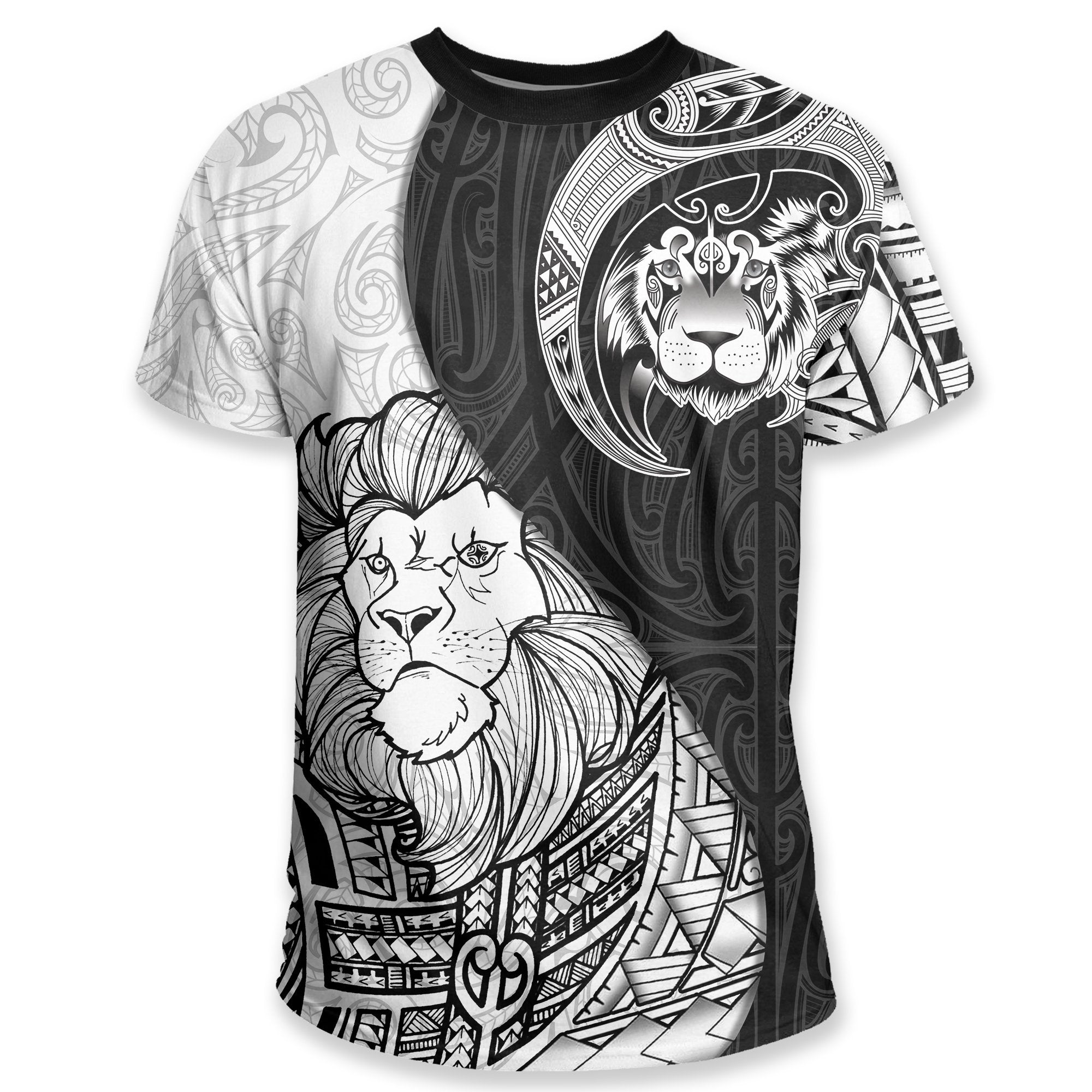 Lion Maori Tattoo T shirt - Vibe Hoodie Shop