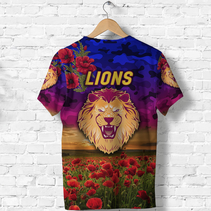 Brisbane Lions ANZAC T shirt Poppy Vibes - Vibe Hoodie Shop