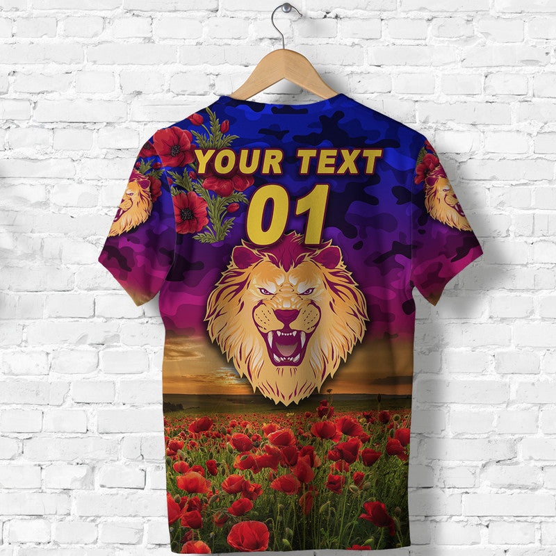 (Custom Personalised) Brisbane Lions ANZAC T shirt Poppy Vibes - Vibe Hoodie Shop