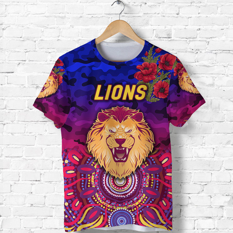 (Custom Personalised) Brisbane Lions ANZAC T shirt Indigenous Vibes - Vibe Hoodie Shop