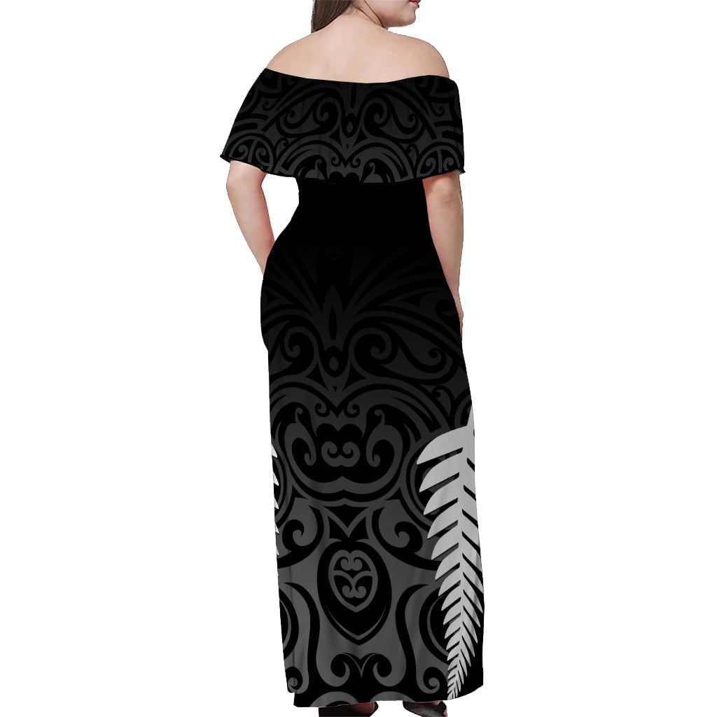 New Zealand Rugby Off Shoulder Long Dress All Black Champion - Vibe Hoodie Shop