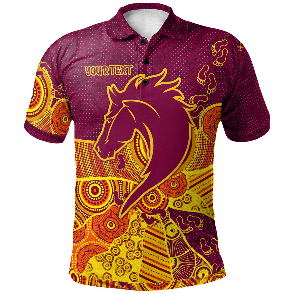 (Custom Personalised) Australia Rugby Polo Shirt - Indigenous Broncos Footprints - Vibe Hoodie Shop