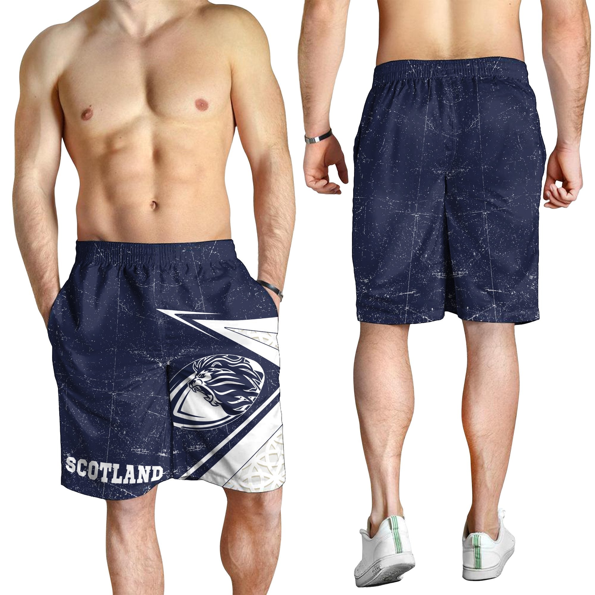 Scotland Rugby Men's Shorts - Celtic Scottish Rugby Ball Lion Ver - Vibe Hoodie Shop