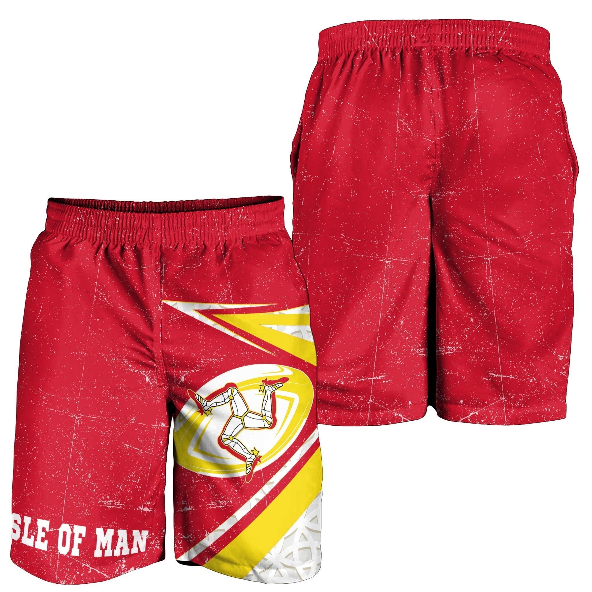 Isle Of Man Rugby Men's Shorts - Celtic Manx Rugby Ball - Vibe Hoodie Shop