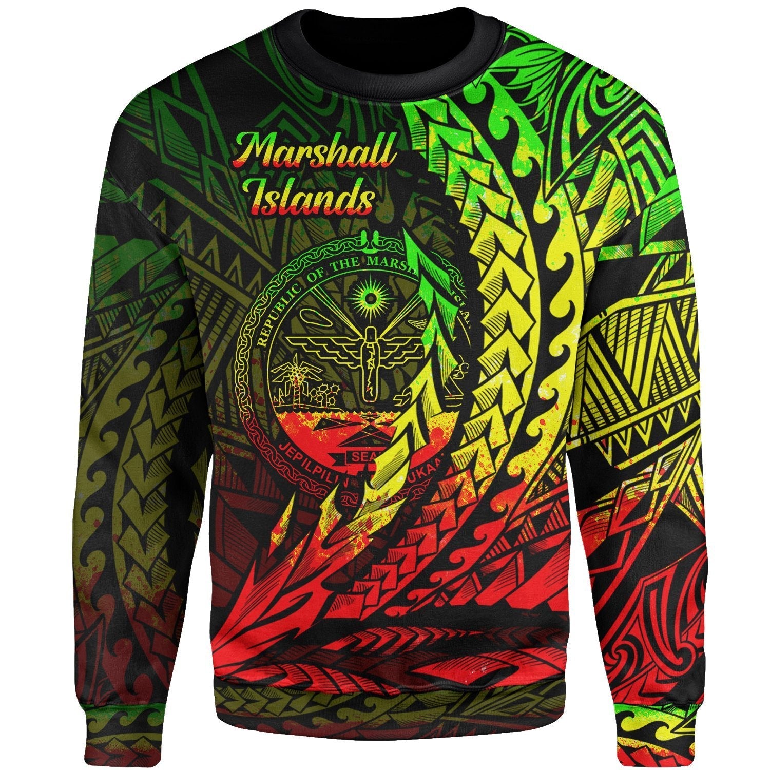 Marshall Islands Sweatshirt - Wings Style Reggae Color - Vibe Hoodie Shop
