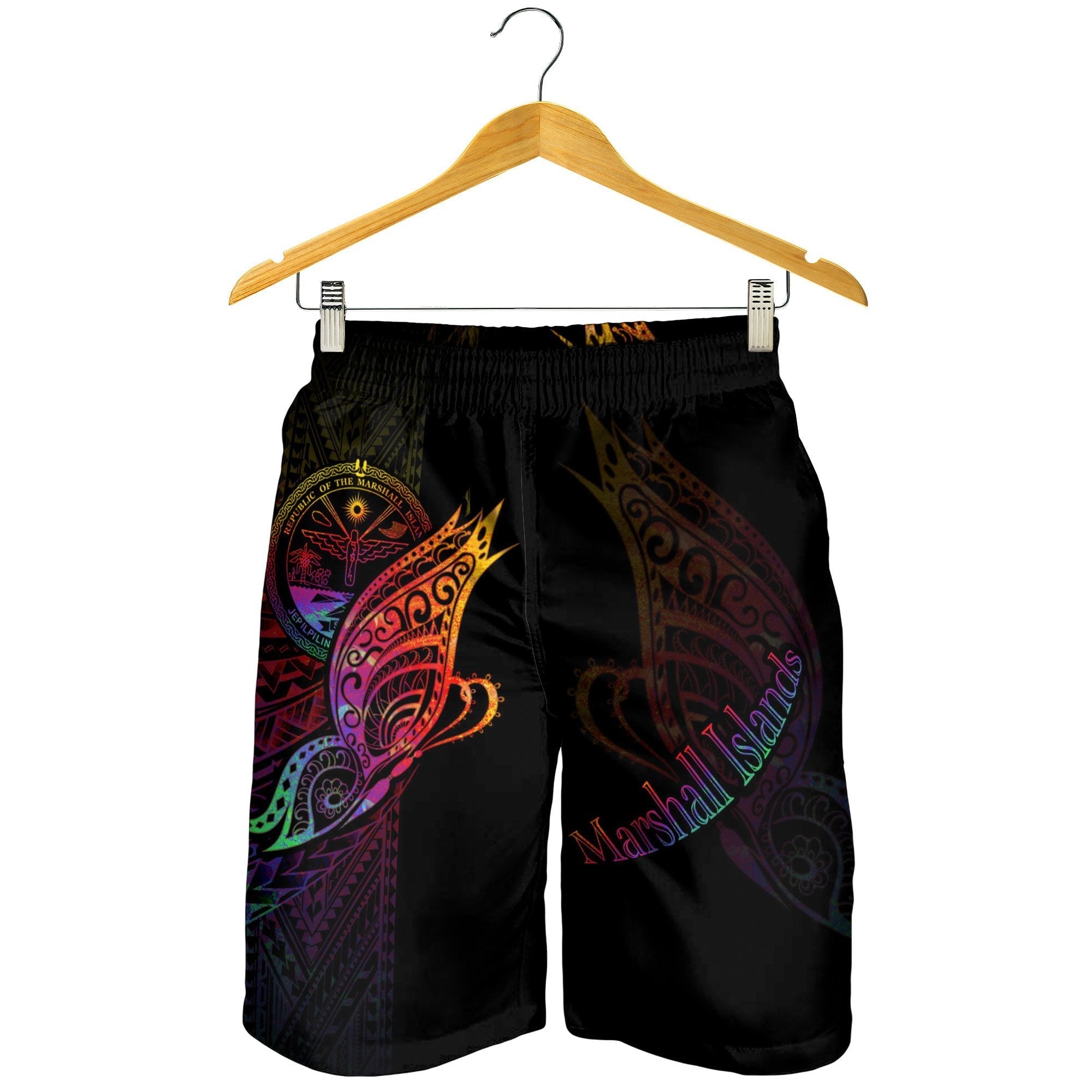 Marshall Islands Men's Shorts - Butterfly Polynesian Style - Vibe Hoodie Shop