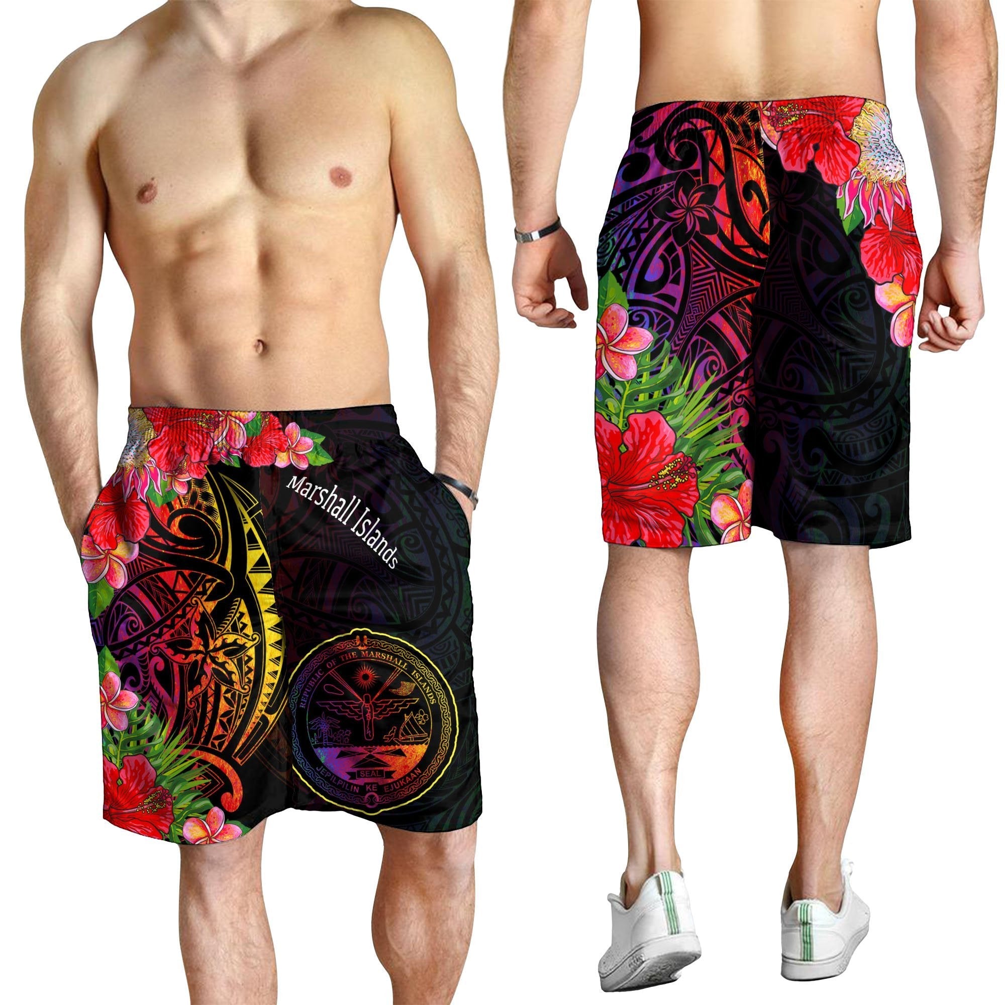 Marshall Islands Men's Shorts - Tropical Hippie Style - Vibe Hoodie Shop