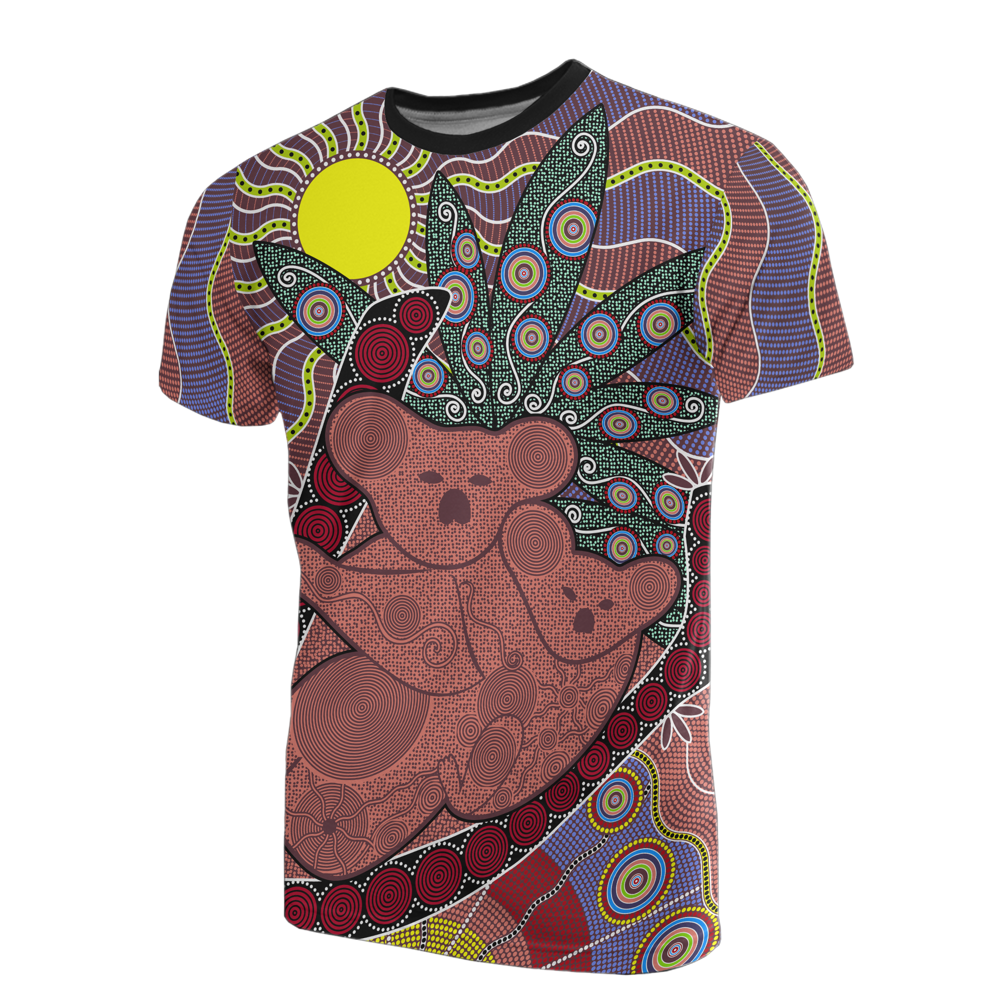 Aboriginal T shirt, Koala Family Sun Dot Painting - Vibe Hoodie Shop