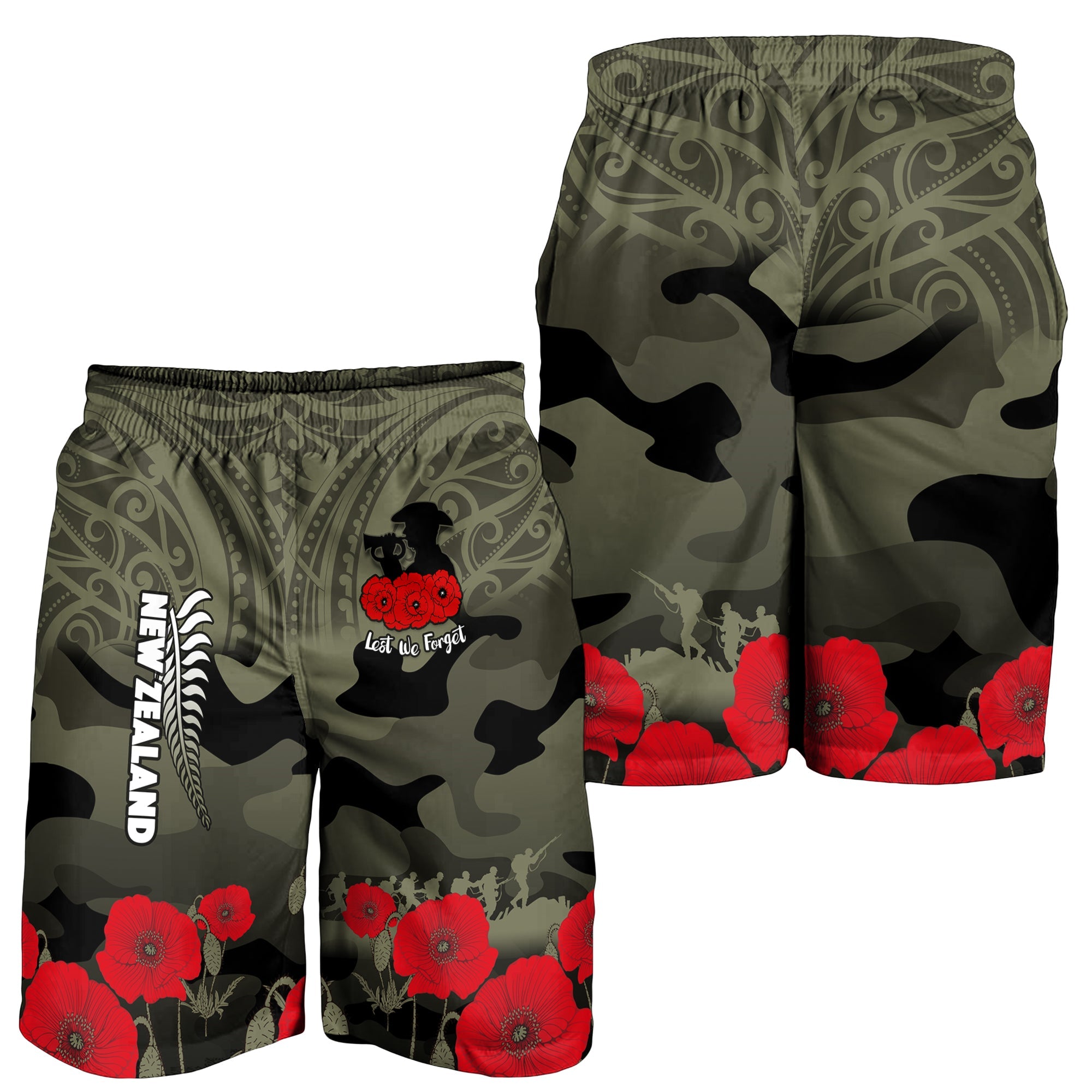 New Zealand ANZAC 2022 Men Shorts Maori Camouflage - Vibe Hoodie Shop