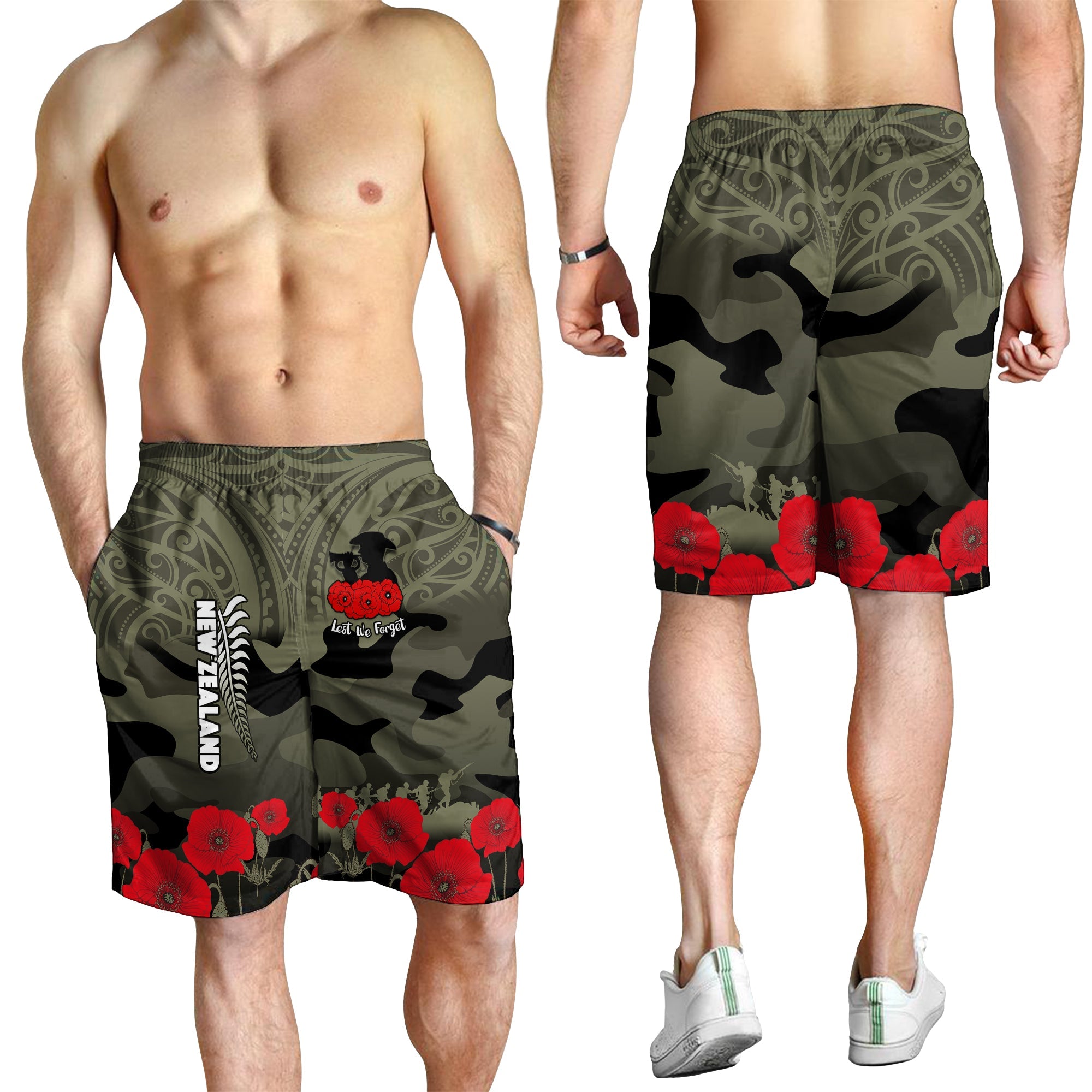 New Zealand ANZAC 2022 Men Shorts Maori Camouflage - Vibe Hoodie Shop