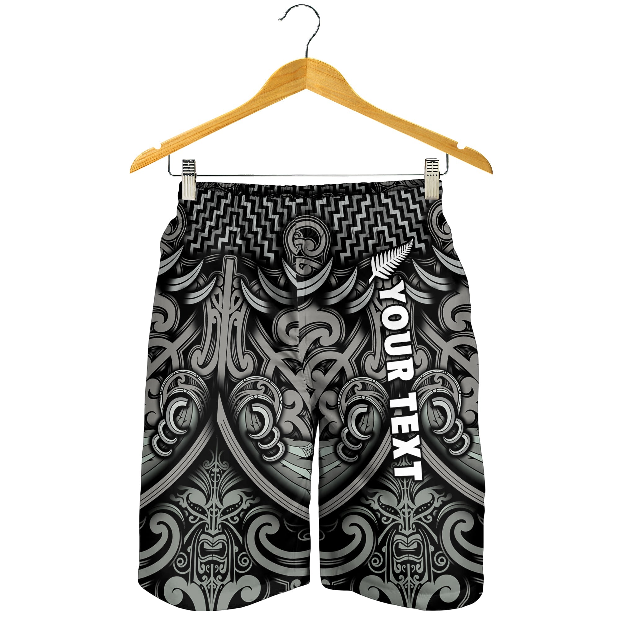 (Custom Personalised) New Zealand Silver Fern Rugby Men Shorts All Black NZ Maori Pattern - Vibe Hoodie Shop