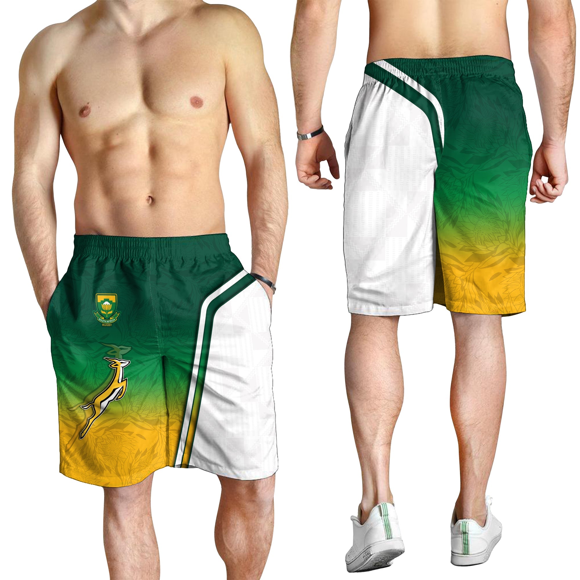 South Africa Rugby Men Shorts Protea Flower Springboks Go Bokke - Vibe Hoodie Shop