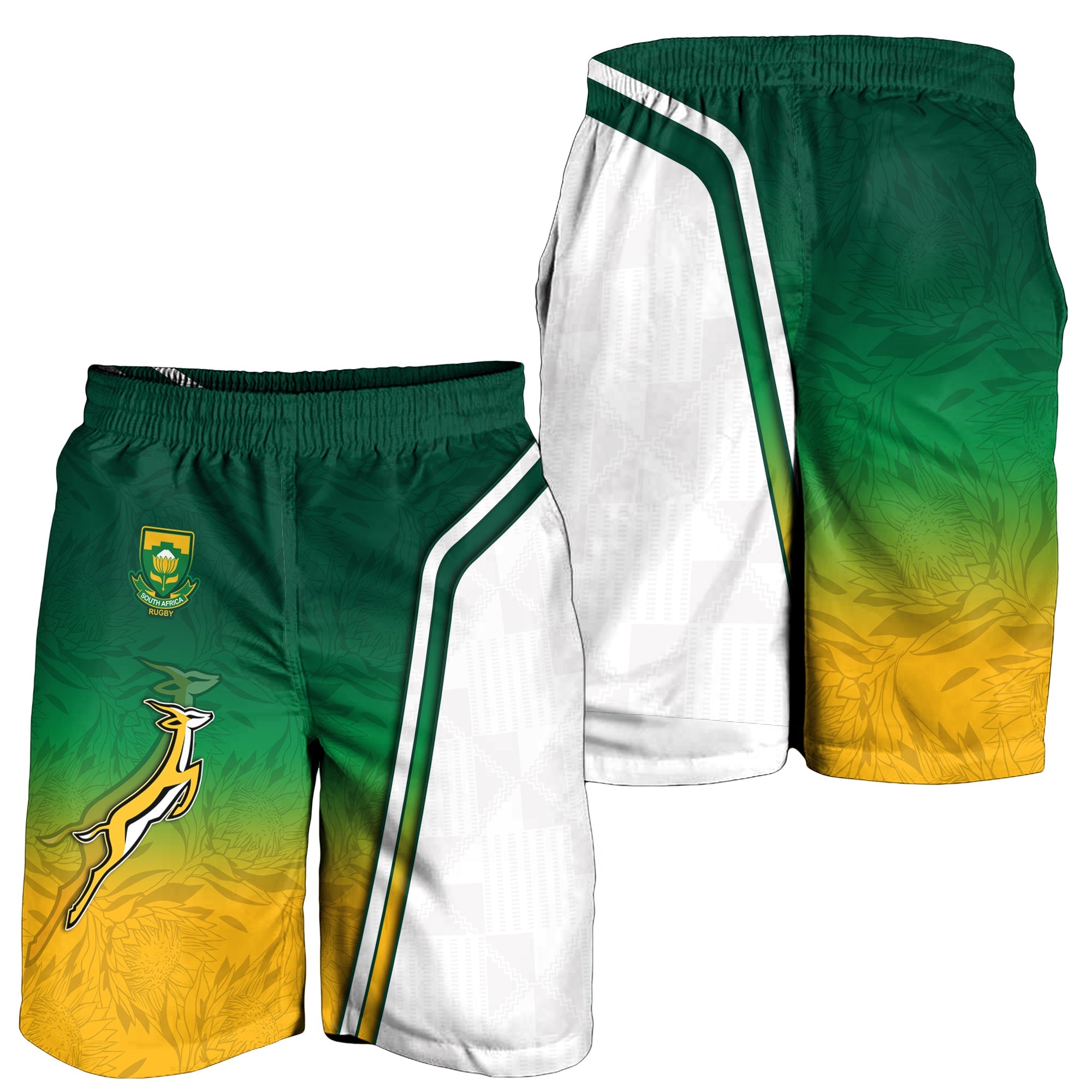 South Africa Rugby Men Shorts Protea Flower Springboks Go Bokke - Vibe Hoodie Shop