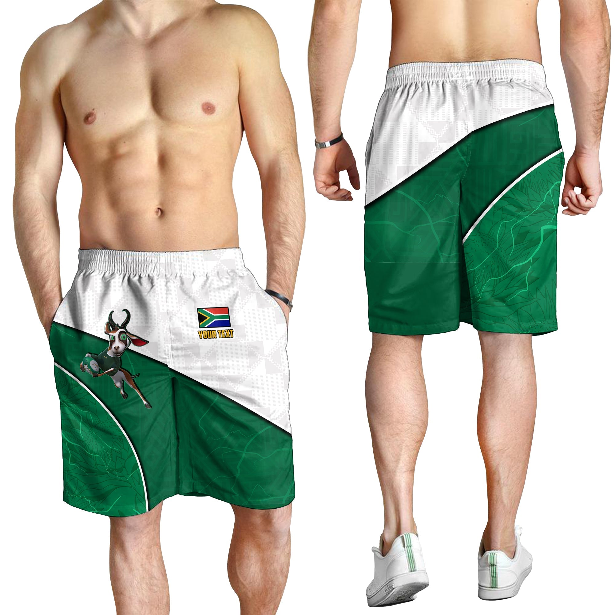 (Custom Personalised) South Africa Rugby Men Shorts King Protea Proudly Springboks - Vibe Hoodie Shop