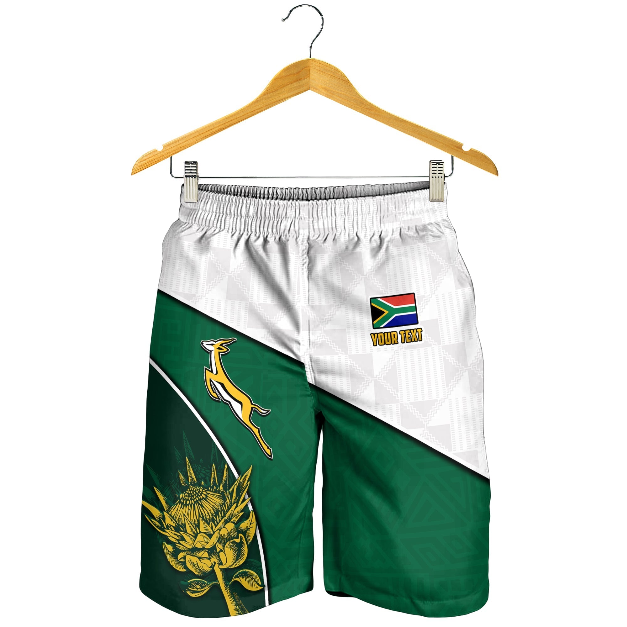 (Custom Personalised) South Africa Rugby Men Shorts King Protea Proudly Springboks - Vibe Hoodie Shop