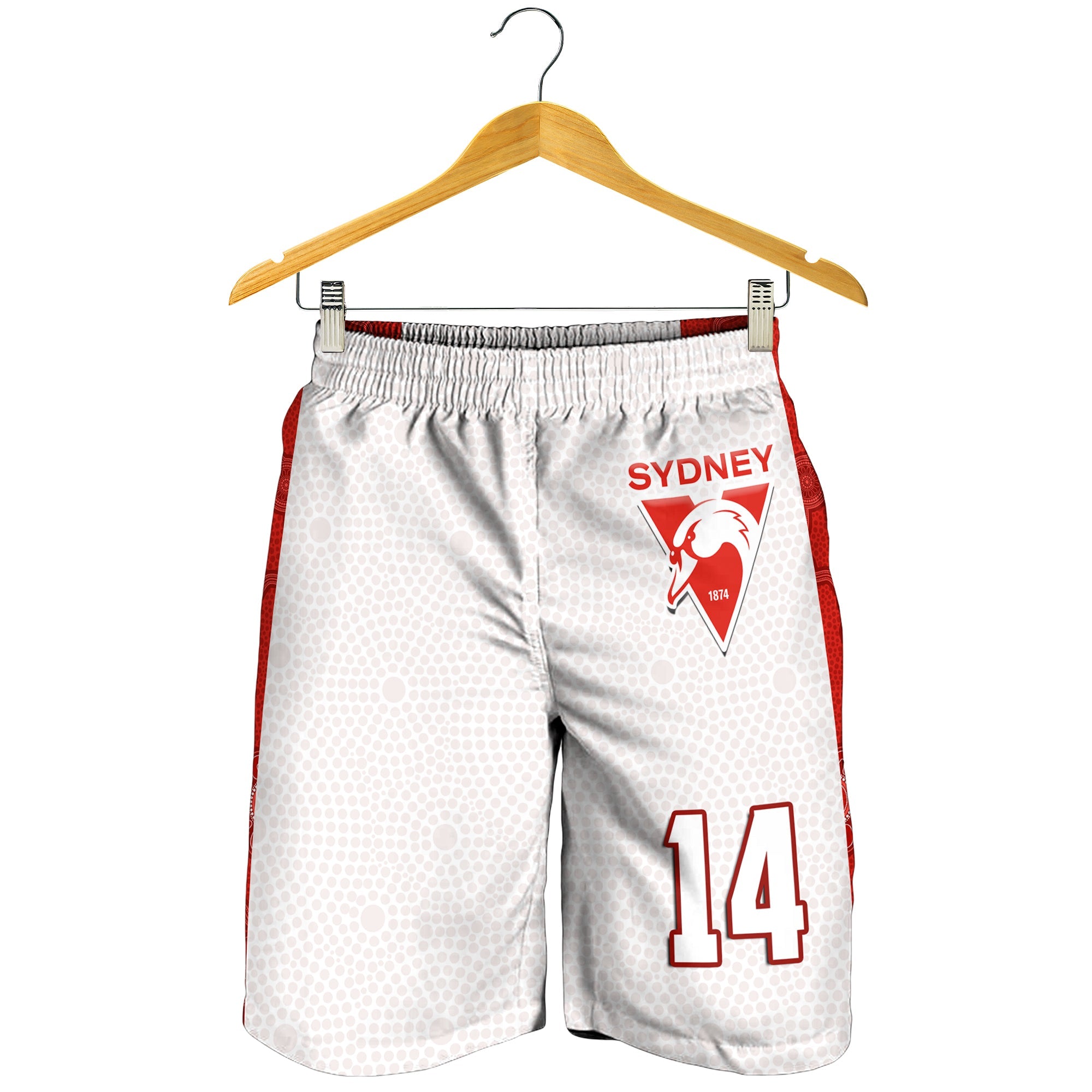 (Custom Number) Sydney Football Men Shorts Swans 1874 Dot Painting Artsy - Vibe Hoodie Shop