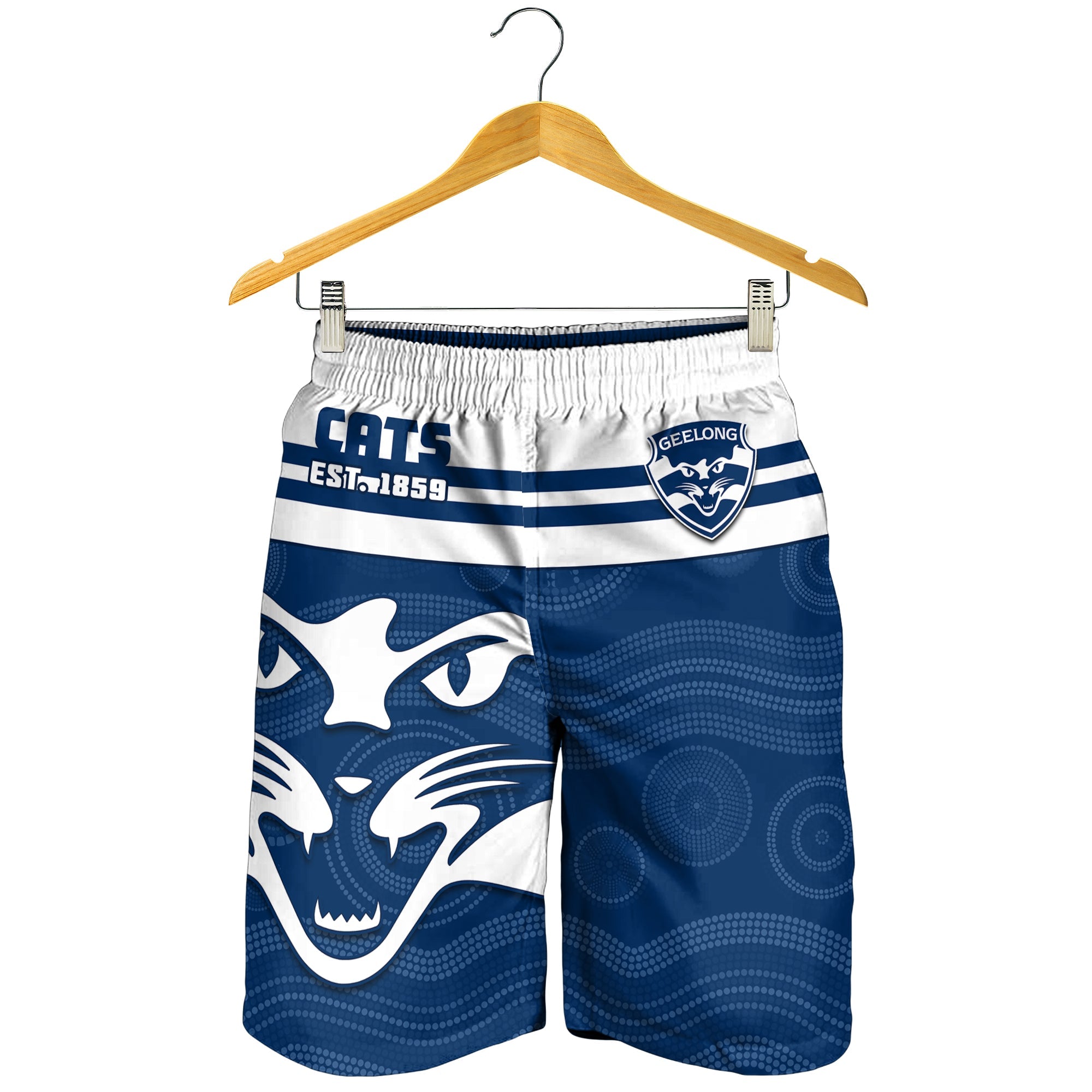 Cats Football Men Shorts Geelong Est 1859 Aboriginal Art - Vibe Hoodie Shop