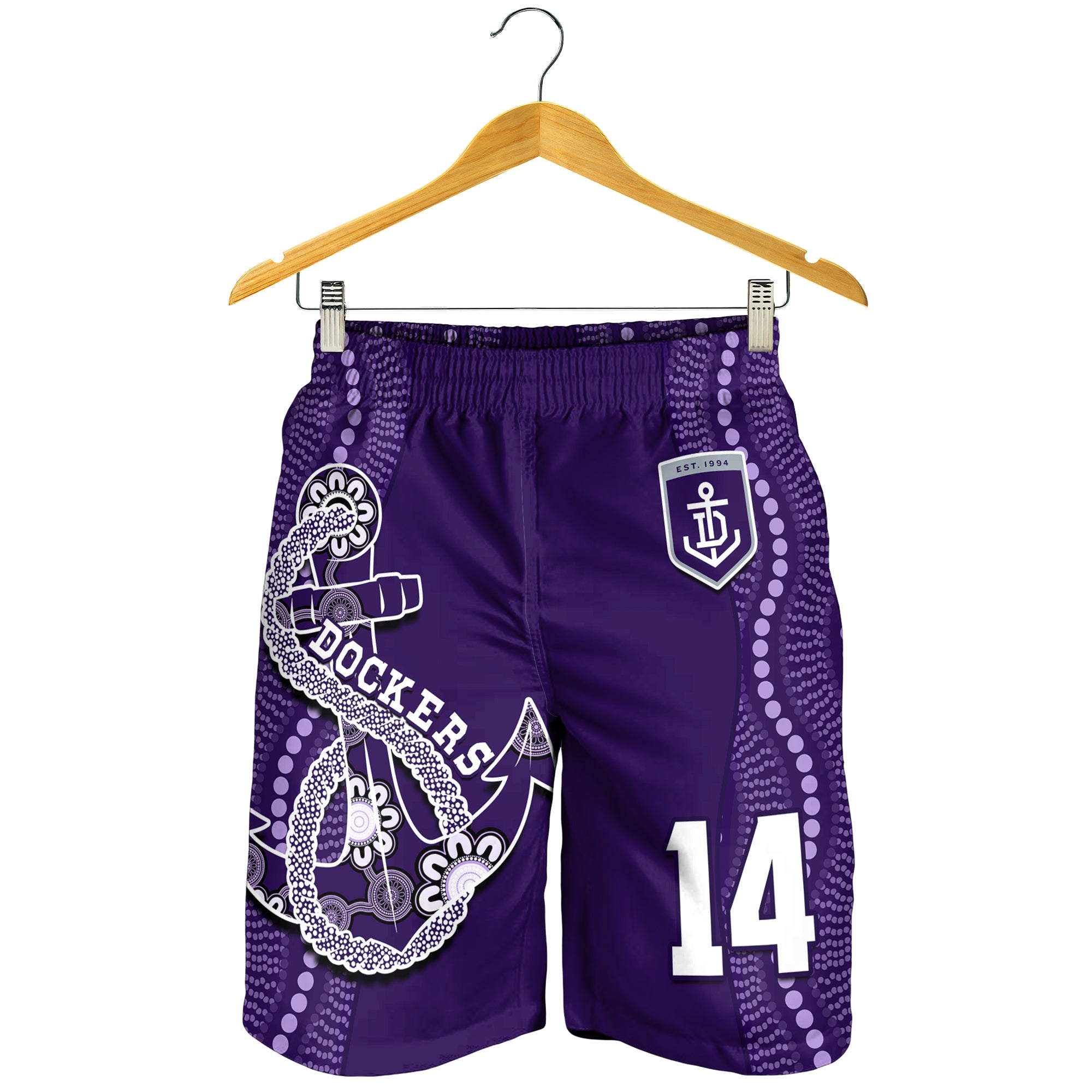 (Custom Number) Dockers Football Men Shorts Fremantle Anchor Mix Aboriginal Pattern Dynamic Style - Vibe Hoodie Shop