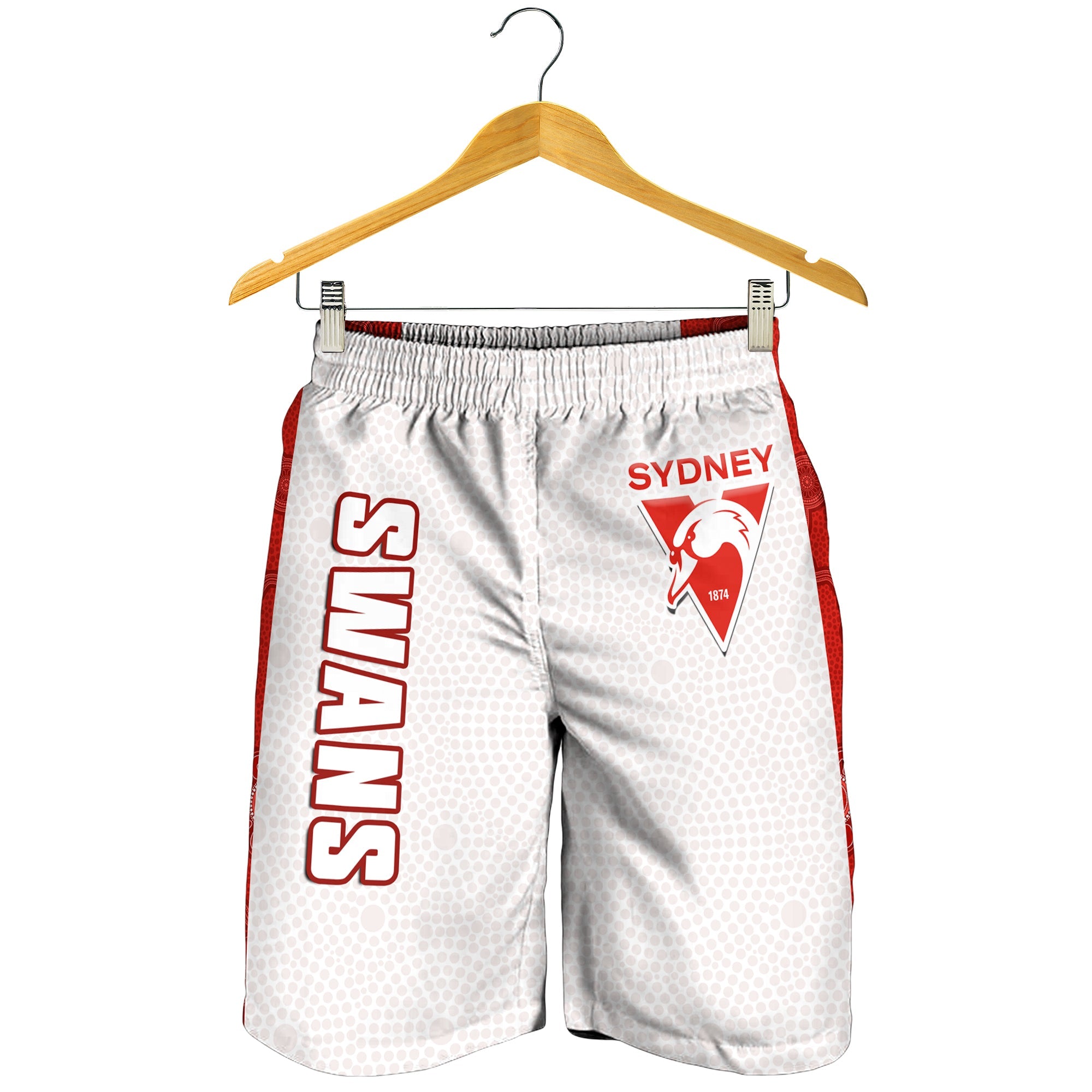 Sydney Football Men Shorts Swans 1874 Dot Painting Artsy - Vibe Hoodie Shop