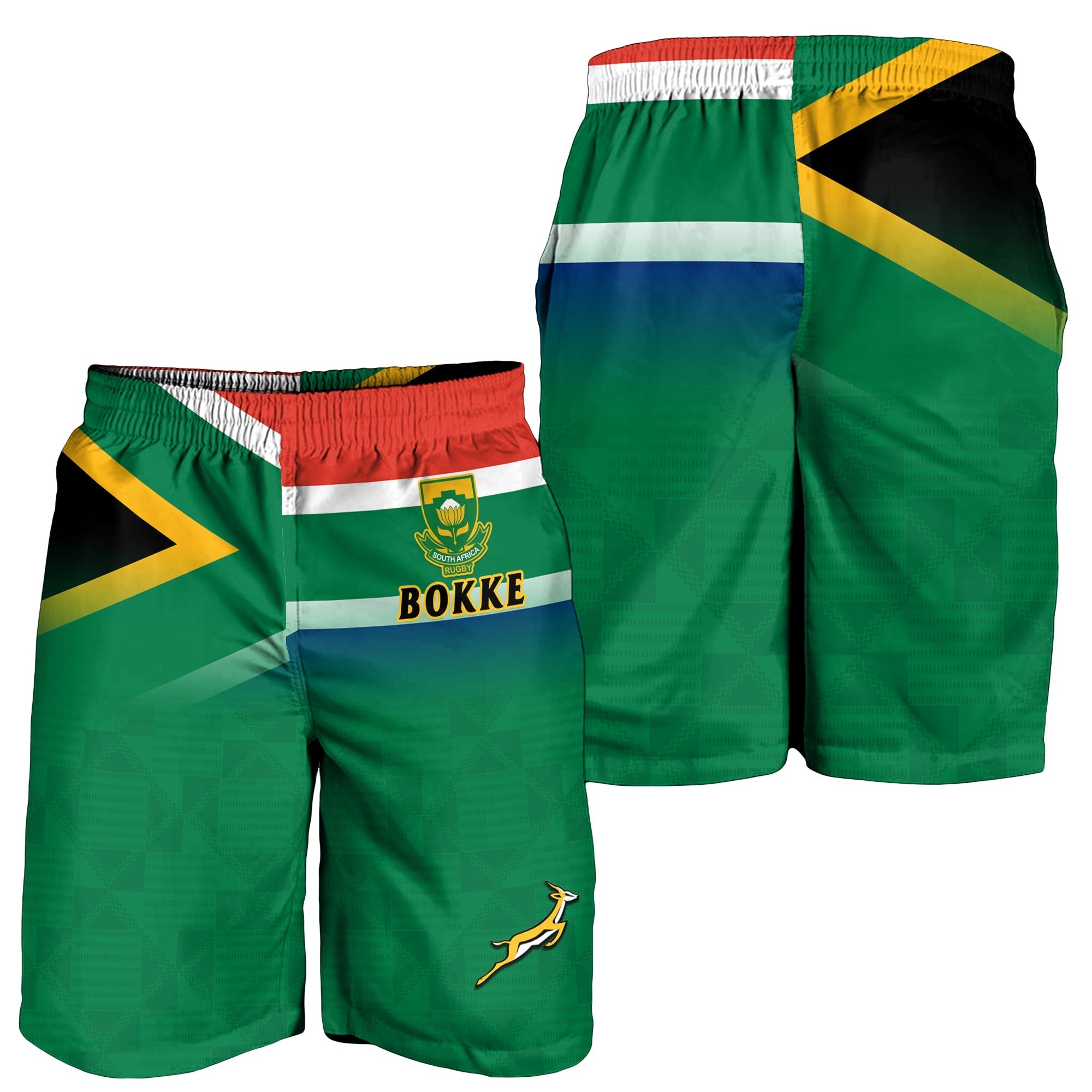 South Africa Rugby Men Shorts Springboks 2022 Go Bokke African Pattern - Vibe Hoodie Shop