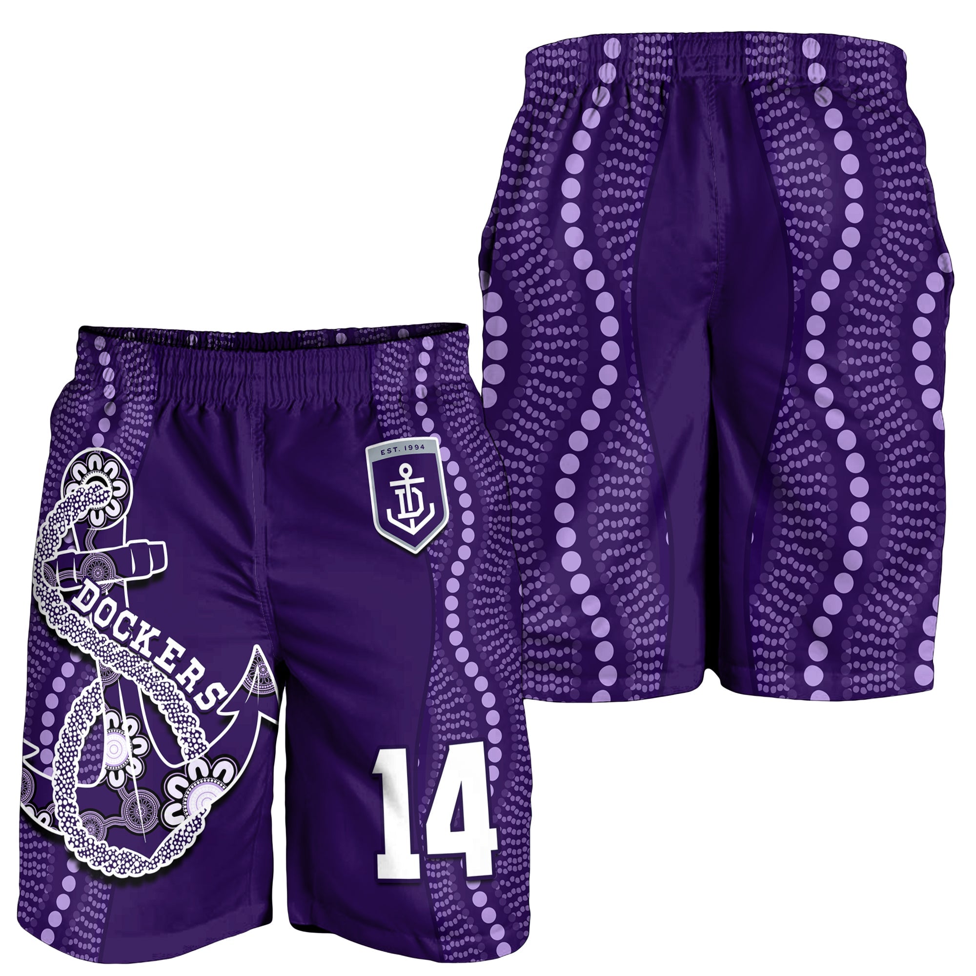 (Custom Number) Dockers Football Men Shorts Fremantle Anchor Mix Aboriginal Pattern Dynamic Style - Vibe Hoodie Shop