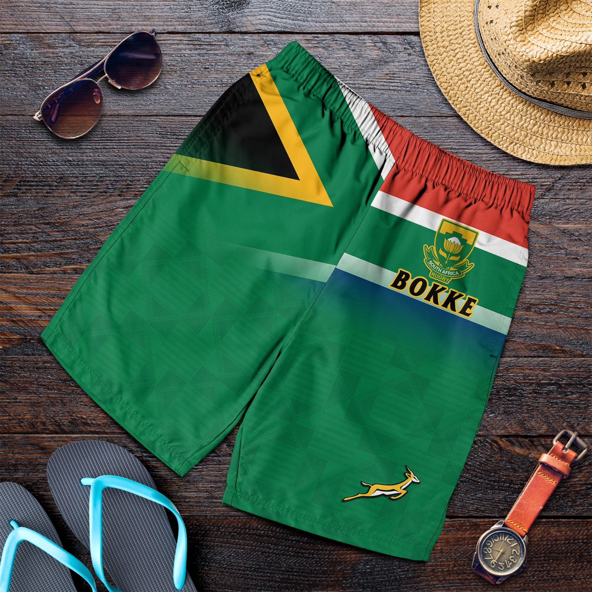 South Africa Rugby Men Shorts Springboks 2022 Go Bokke African Pattern - Vibe Hoodie Shop