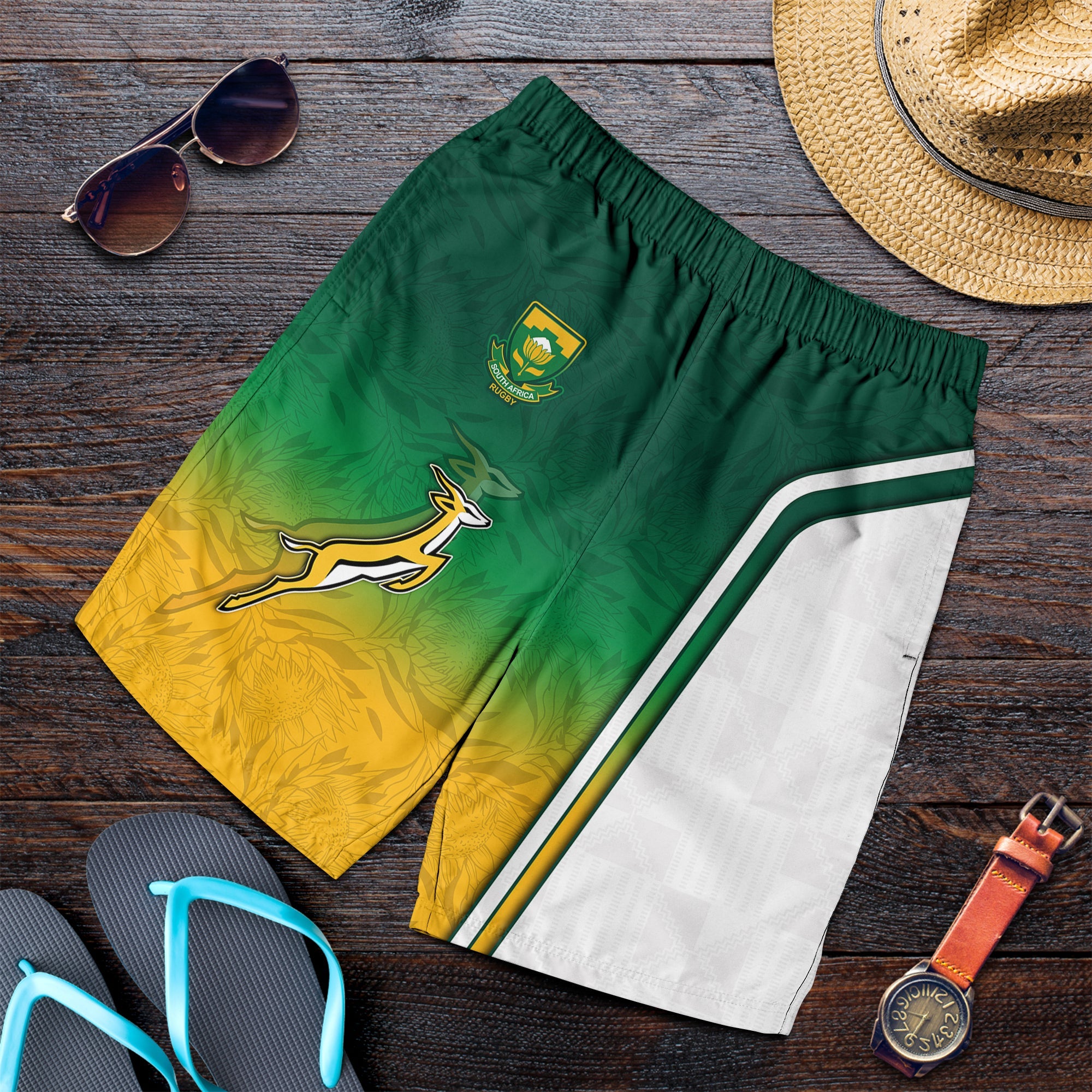 South Africa Rugby Men Shorts Protea Flower Springboks Go Bokke - Vibe Hoodie Shop