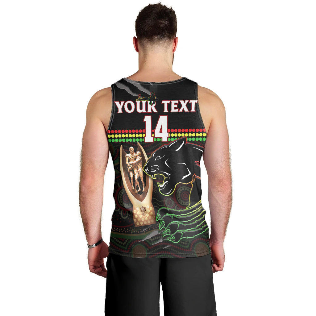 (Custom Text And Number) Panthers Rugby Men Tank Top The Riff 2022 Premiers Aboriginal Art - Vibe Hoodie Shop