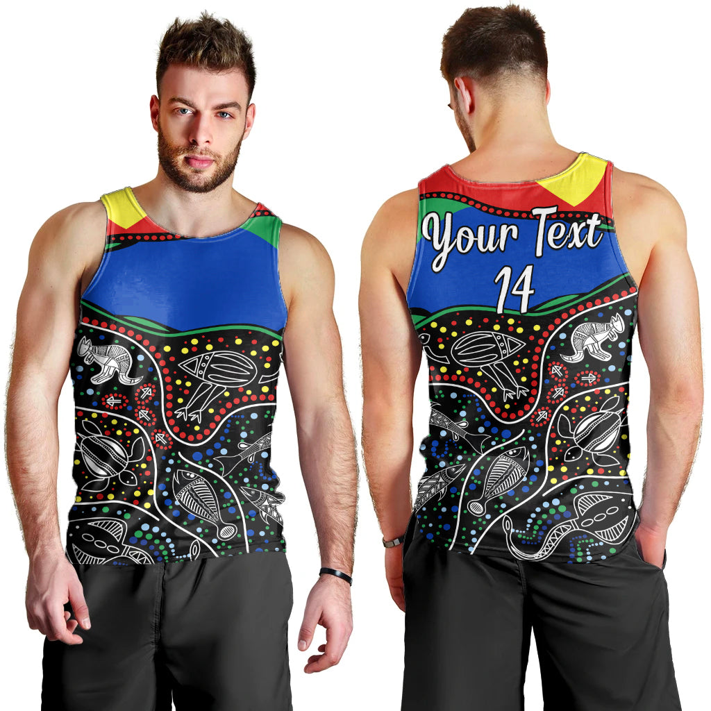 (Custom Text and Number) NAIDOC Week Men Tank Top National Aborigines And Torres Strait Islander Animals Aboriginal Art - Vibe Hoodie Shop