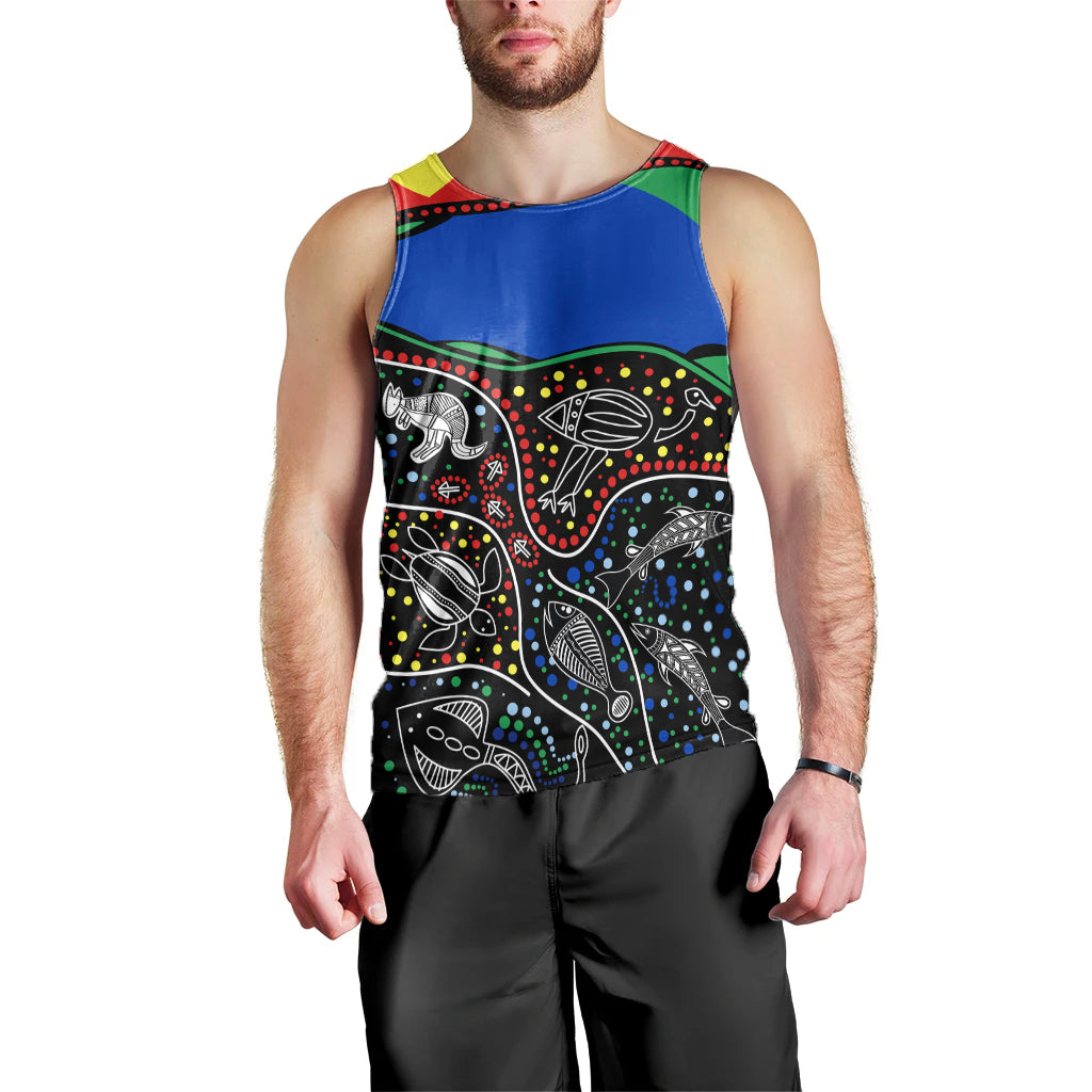 (Custom Text and Number) NAIDOC Week Men Tank Top National Aborigines And Torres Strait Islander Animals Aboriginal Art - Vibe Hoodie Shop