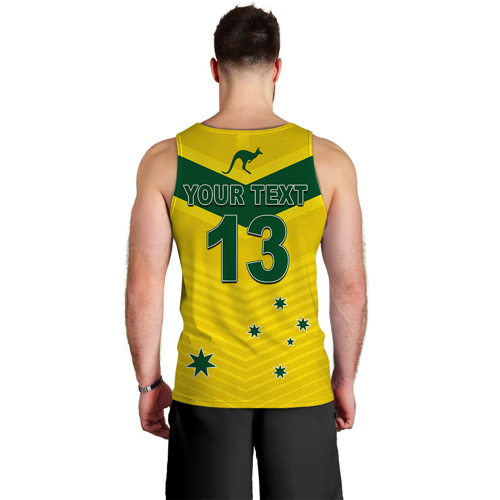 (Custom Text and Number) Australia Cricket Men Tank Top Go Aussie Champions - Vibe Hoodie Shop