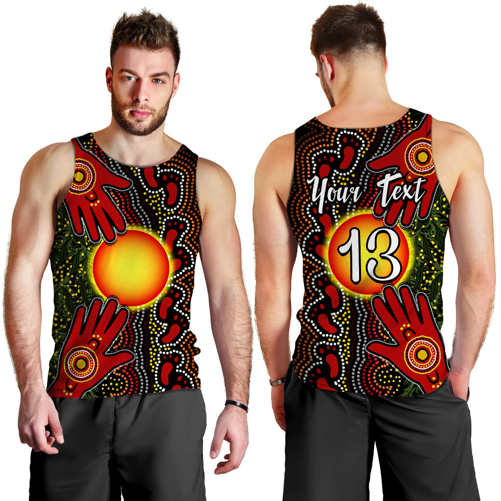 (Custom Text and Number) Aboriginal Dot Painting Men Tank Top Go To Touch The Sun - Vibe Hoodie Shop