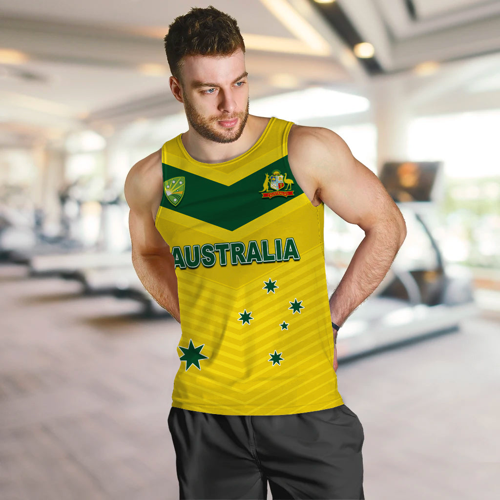 (Custom Text and Number) Australia Cricket Men Tank Top Go Aussie Champions - Vibe Hoodie Shop