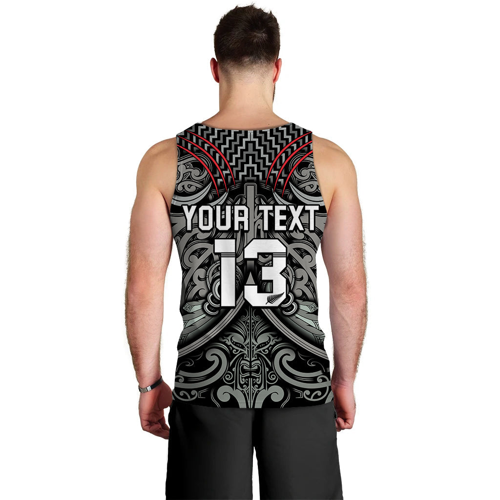 (Custom Text and Number) New Zealand Silver Fern Rugby Men Tank Top All Black NZ Maori Pattern - Vibe Hoodie Shop