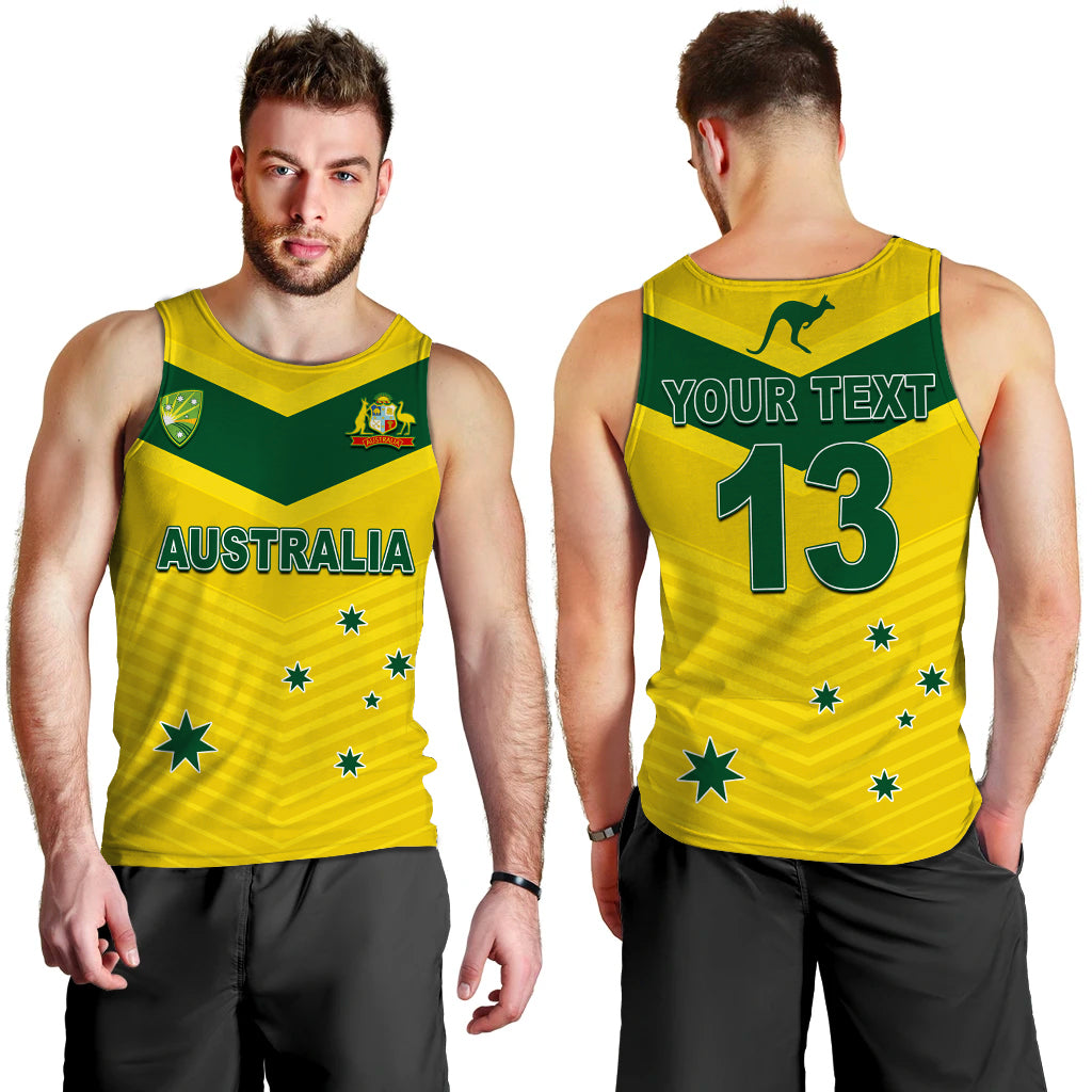 (Custom Text and Number) Australia Cricket Men Tank Top Go Aussie Champions - Vibe Hoodie Shop