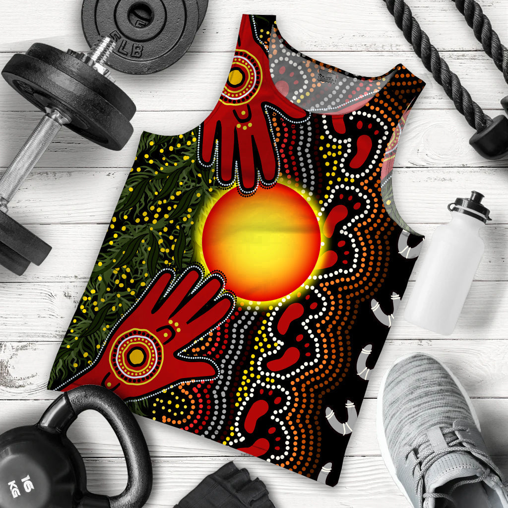 (Custom Text and Number) Aboriginal Dot Painting Men Tank Top Go To Touch The Sun - Vibe Hoodie Shop