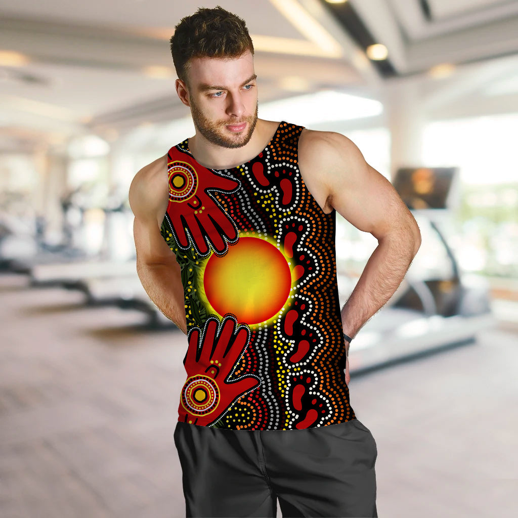 (Custom Text and Number) Aboriginal Dot Painting Men Tank Top Go To Touch The Sun - Vibe Hoodie Shop