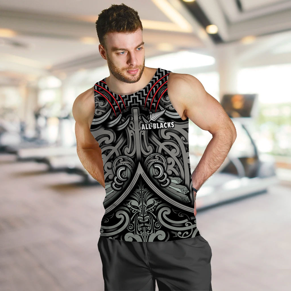 (Custom Text and Number) New Zealand Silver Fern Rugby Men Tank Top All Black NZ Maori Pattern - Vibe Hoodie Shop