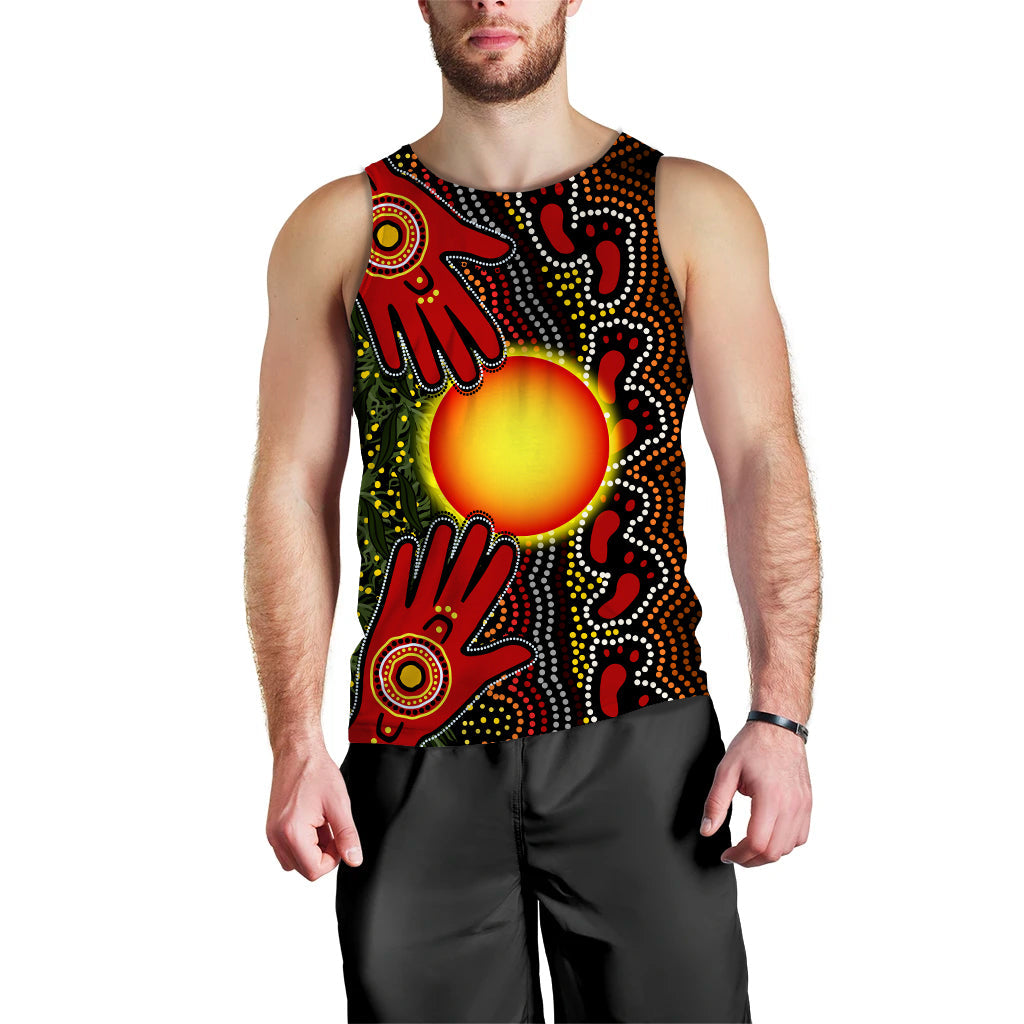 (Custom Text and Number) Aboriginal Dot Painting Men Tank Top Go To Touch The Sun - Vibe Hoodie Shop