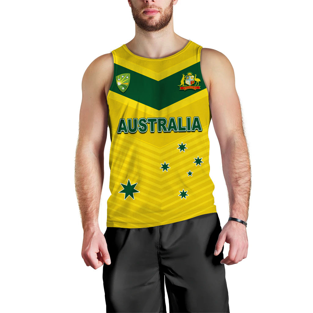 (Custom Text and Number) Australia Cricket Men Tank Top Go Aussie Champions - Vibe Hoodie Shop