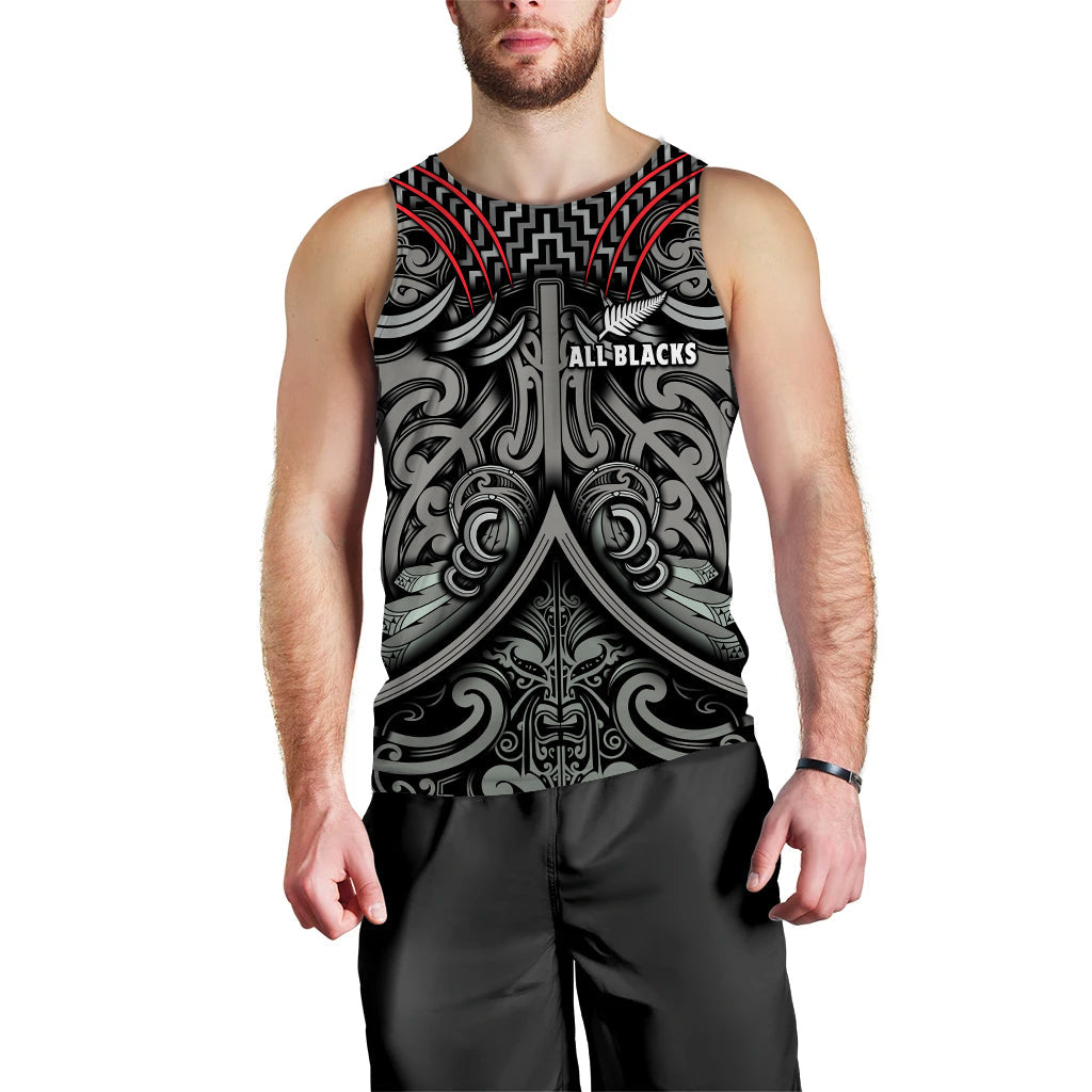 (Custom Text and Number) New Zealand Silver Fern Rugby Men Tank Top All Black NZ Maori Pattern - Vibe Hoodie Shop