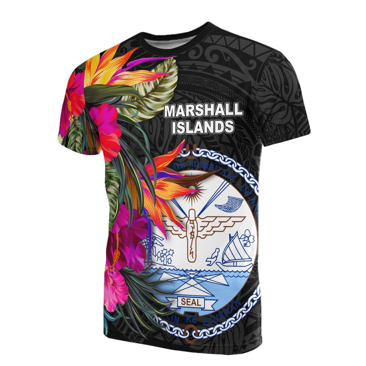 Vibe Hoodie Marshall Islands T shirt - Hibiscus Polynesian Pattern - Vibe Hoodie Shop