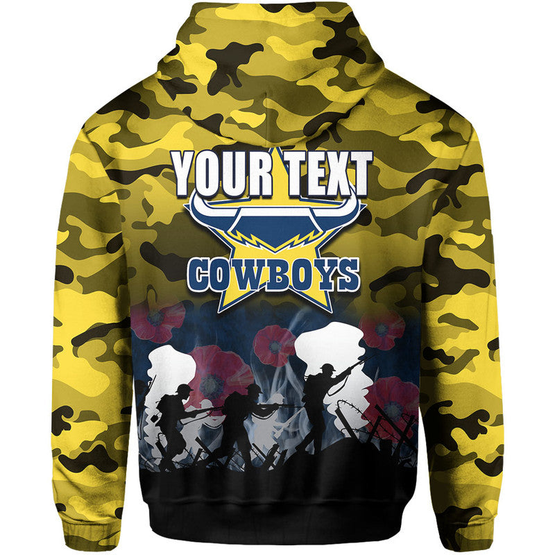 (Custom Personalised) NRL Anzac Day Hoodie Cowboys Army Style LT6 - Vibe Hoodie Shop