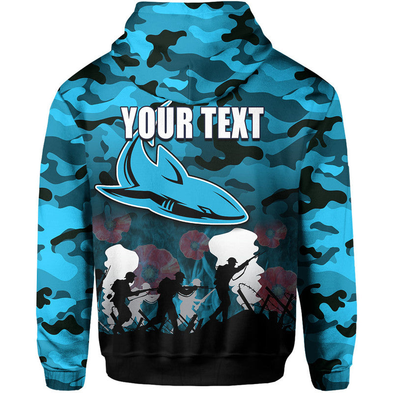 (Custom Personalised) NRL Anzac Day Hoodie Sharks Army Style LT6 - Vibe Hoodie Shop
