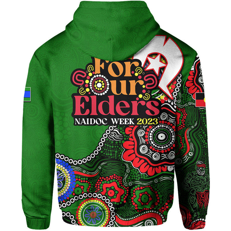 Rabbbitohs Rugby Hoodie NAIDOC 2023 Patterns LT6 - Vibe Hoodie Shop