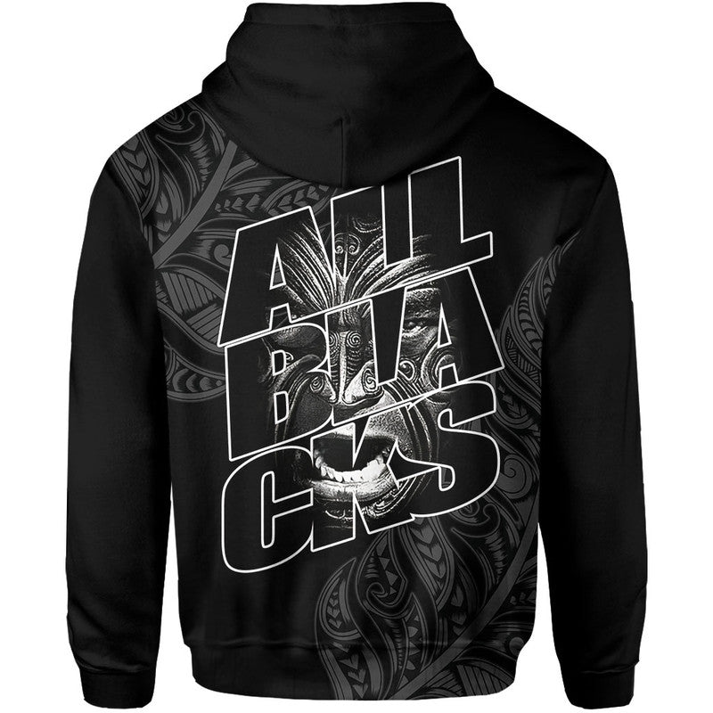 Maori Face Tattoo All Black Rugby Hoodie LT6 - Vibe Hoodie Shop